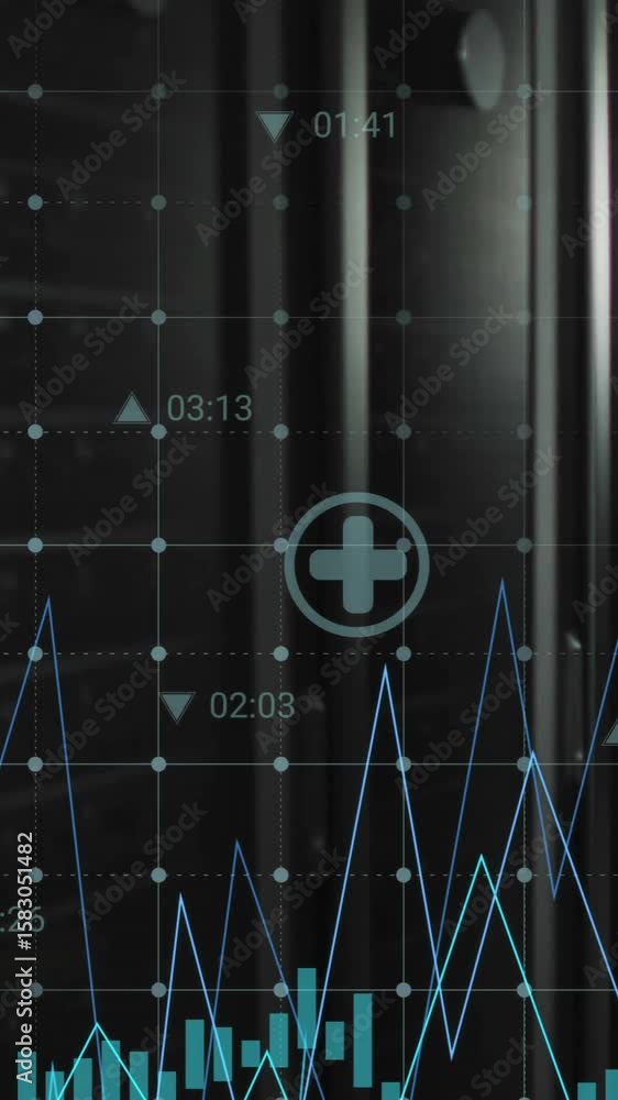 Poster animation of digital data processing over computer servers