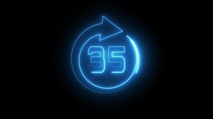Neon Countdown timer. Neon 48 number countdown animation. 