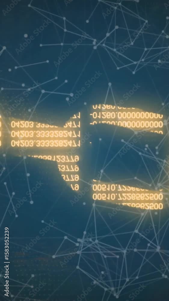 Poster dna strand and binary coding, scientific data processing animation