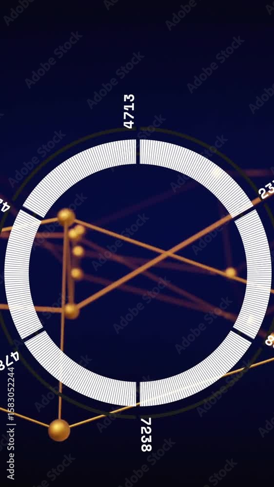 Aufkleber circular graph with numbers and connecting lines, data visualization animation