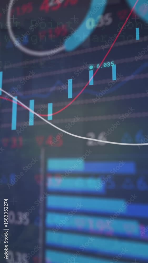 Aufkleber animation of financial data processing over grid
