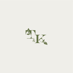 bold initial concept luxury wedding monogram design TK organic leaf logo letter