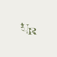luxury wedding monogram design UR bold initial concept letter organic leaf logo