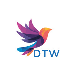 DTW “Colorful Abstract Bird Logo Design – DTW Later Logo, Modern Geometric Vector Illustration”
