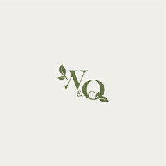 luxury wedding monogram design WQ bold initial concept letter organic leaf logo