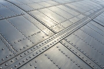 Metallic Surface with Rivets and Welds Under Soft Natural Light in Industrial Setting