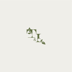bold initial concept luxury wedding monogram design TI organic leaf logo letter