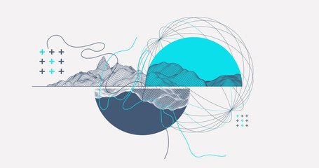 Abstract wireframe background. Modern science or technology art elements. Surface illustration.