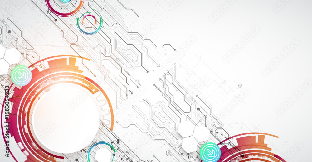 Poster abstraction on the theme of tech circles. scientific and technological background. vector background
