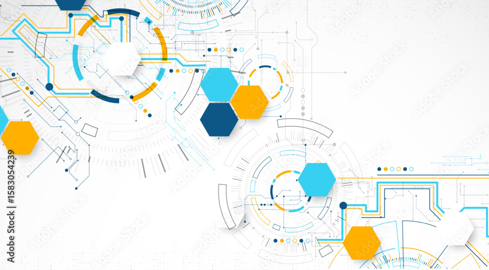 Poster abstract background. scientific and technological concept with the use of technical elements formed 