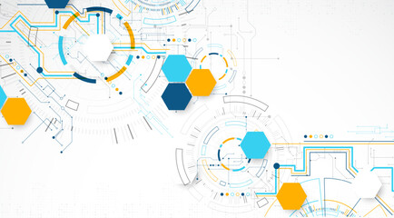 Abstract background. Scientific and technological concept with the use of technical elements formed in the shape of a circle. Vector
