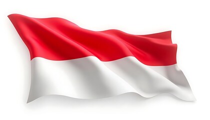 Naklejka premium Waving Indonesian Flag on White Background for Patriotic Themes and Designs