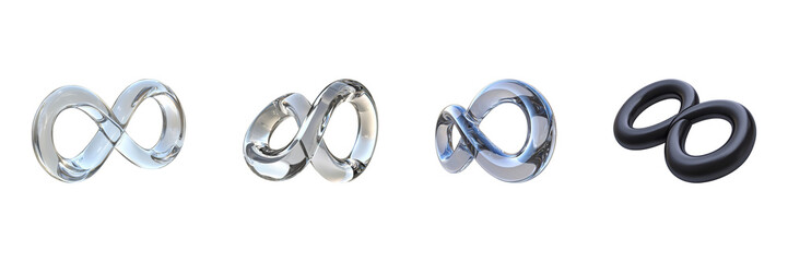 Infinity Symbol Variations Set. Abstract And Modern Design Collection Isolated On Transparent Background