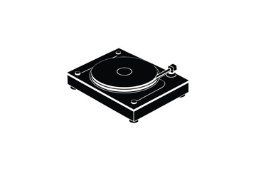 Isometric View of a Classic Vinyl Record Player with a Sleek Design and Modern Aesthetic silhouette This image shows record player style