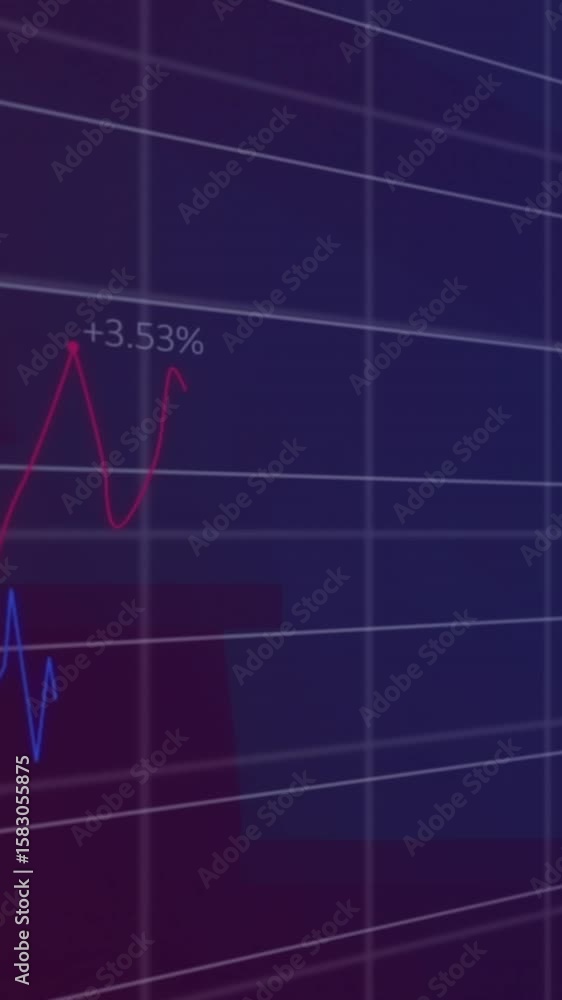 Poster animation of data processing over blue background