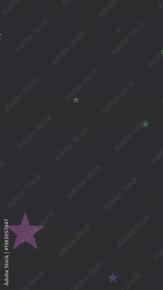 Poster animation of stars and light spots moving on seamless loop on dark background