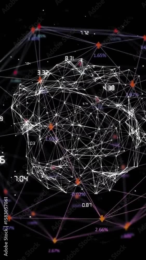 Aufkleber animation of data processing and globe over black background