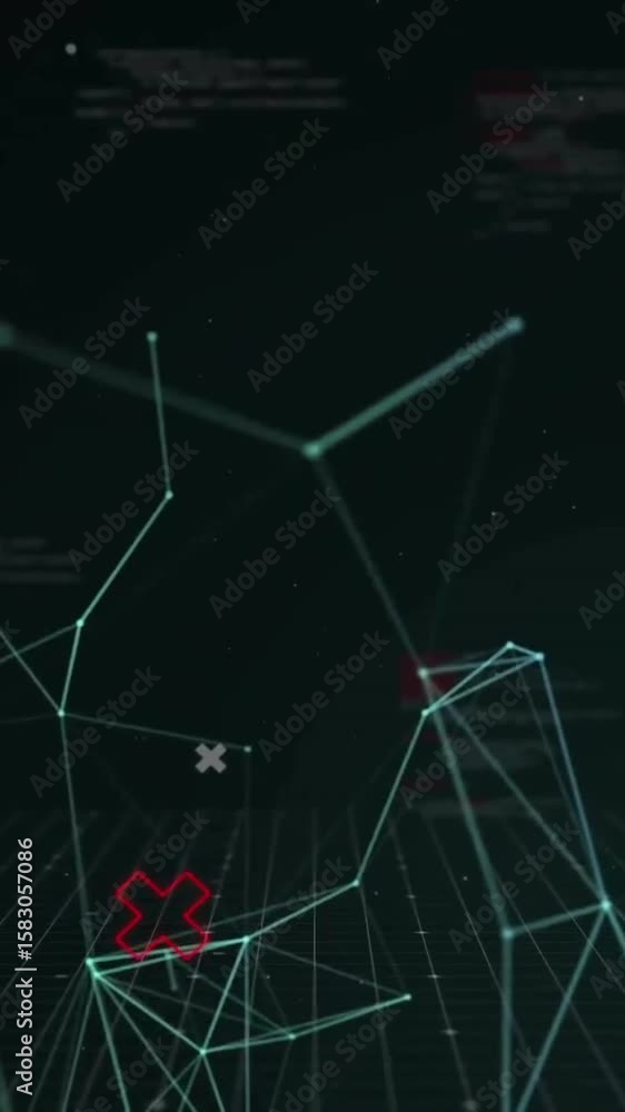 Aufkleber animation of data processing and white shapes on black background