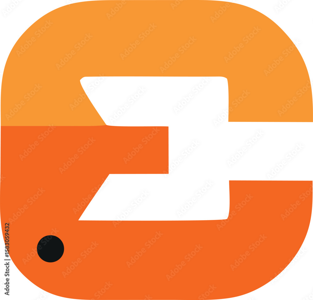 Poster abstract minimalist orange and white graphic design with a subtle texture and a single black dot rep