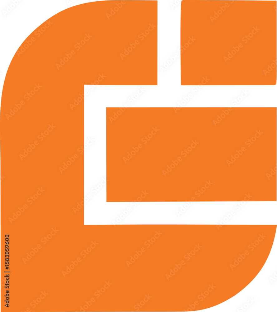 Poster abstract geometric design featuring a prominent orange shape with sharp white lines creating a moder