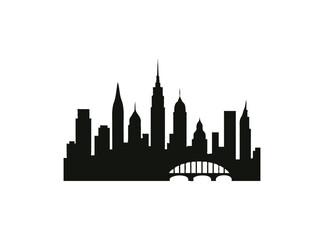 Naklejka premium Iconic new york city skyline silhouette with bridge isolated on transparent background