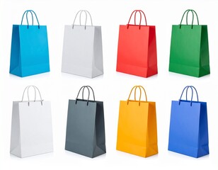 Shopping Bag Icon Set in Flat Vector Style — Ecommerce and Retail Symbols on White Background