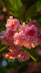 Fototapeta premium Close up of beautiful pink cherry blossoms in full bloom