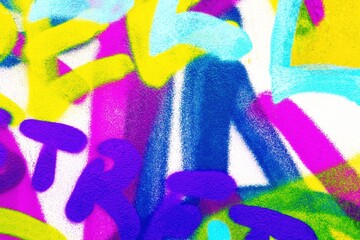 Bold graffiti art with vibrant neon blue, pink, green accents. Y2K, urban style, fluorescent...
