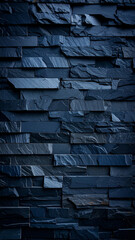 Rugged Dark Blue-Gray Stacked Stone Wall Texture