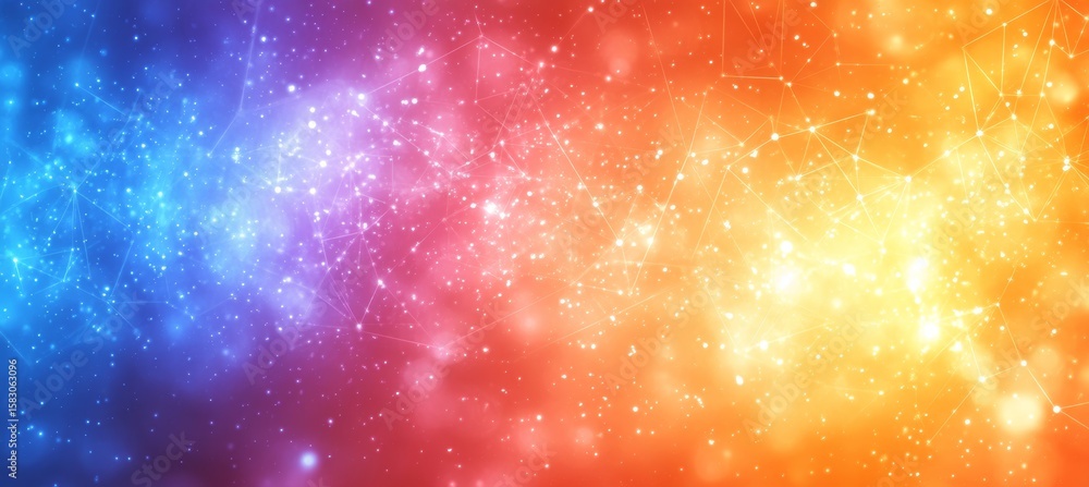 Poster Abstract Background Featuring Gradient Blue to Red to Peach with Dotted Lines and Graph Patterns