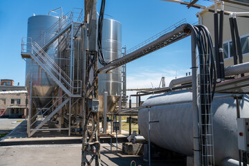 A point for receiving grapes for wine fermentation at a winery.