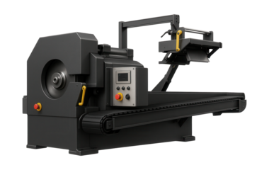 Large-scale centerless grinder with a conveyor belt and automatic loading system for continuous operation in a steel plant