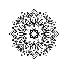 Intricate Black and White Mandala Coloring Page Design, Colorful Mandala Pattern .