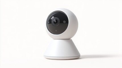 A modern white security camera with a sleek design, ready to monitor its surroundings