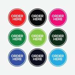 Bold Order Here Buttons for E-commerce with vector
