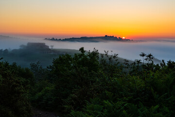 Sunrise Over a Sea of Clouds from the Hills of Sare in the French Basque Country