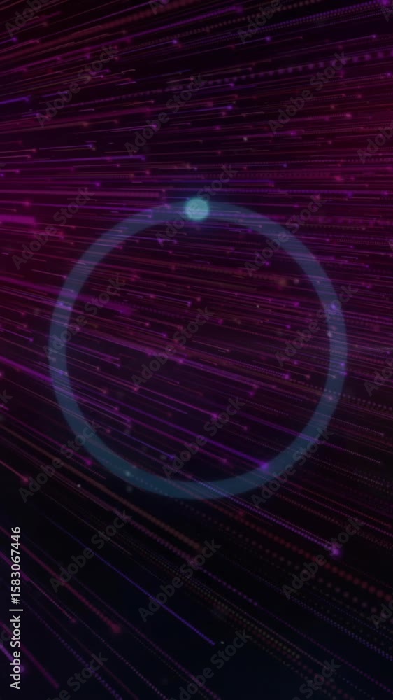 Poster animation of loading circle over light trails on black background