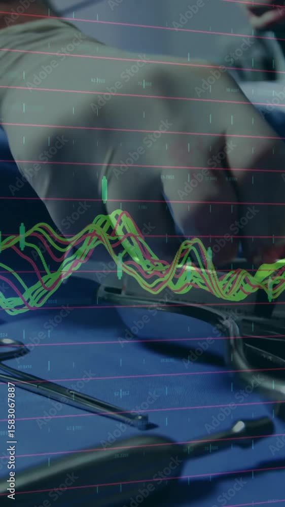 Aufkleber animation of data processing over surgeons in operating theatre