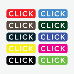 Colorful Click Button Icons in Flat Design Style


