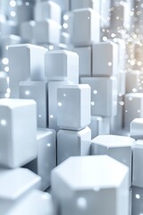 Obraz premium Tranquil Textures in Subtle Geometry Refined Elegance of Hexagonal Cubes Creating Calm Spaces