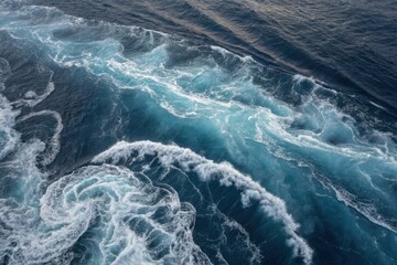 Serene Ocean Waves Creating Swirls and Patterns in Deep Blue Water Surface