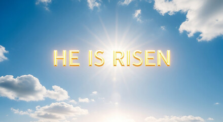 A divine message of spiritual rebirth and hope glows in a sunlit heavenly sky.