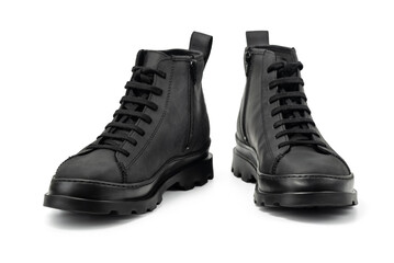 Men's leather ankle boots. Isolated on a white background with clipping path included