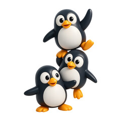 Obraz premium PNG Playful penguins stacked joyfully