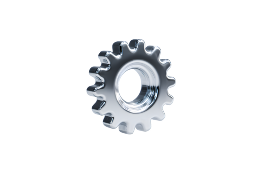 Silver Cogwheel Floating Isolated Black Background, Mechanism Design, Technology Usage