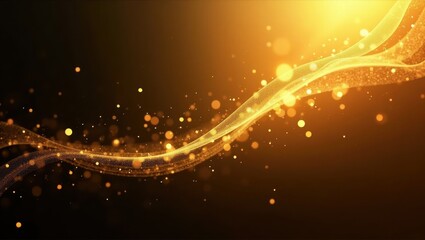 Obraz premium Golden Waves of Light Flowing Through a Radiant Energy Stream