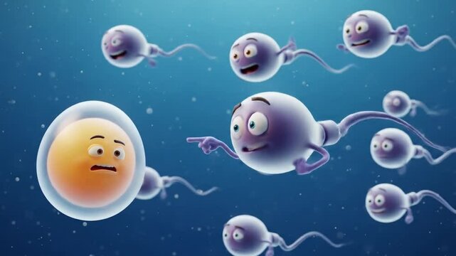 Animated egg and sperm cells