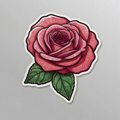 Hand drawn rose. Vector illustration of a red rose on a gray background.