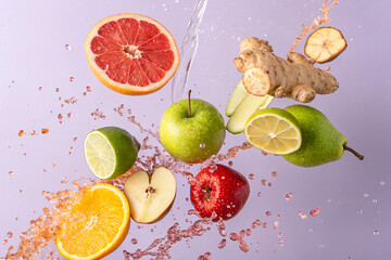 A vibrant, colorful assortment of fruits sits arranged beautifully, showcasing a mix of juicy, ripe varieties.