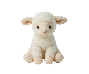 Charming Soft Lamb Plushie Sitting Pretty, A Cute and Cuddly Toy Ready for Playtime and Snuggles, Isolated on a Background